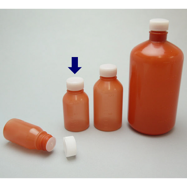 ケーエム化学 外用瓶 丸型（茶） 穴栓付 （未滅菌） 60cc 1602 1箱（200本入）（取寄品）
