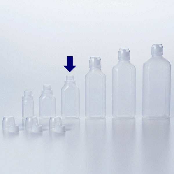 ケーエム化学 F型投薬瓶 ネジ式ノズル コップ付 （滅菌済） 100cc 6403 1箱（200本入）（取寄品）