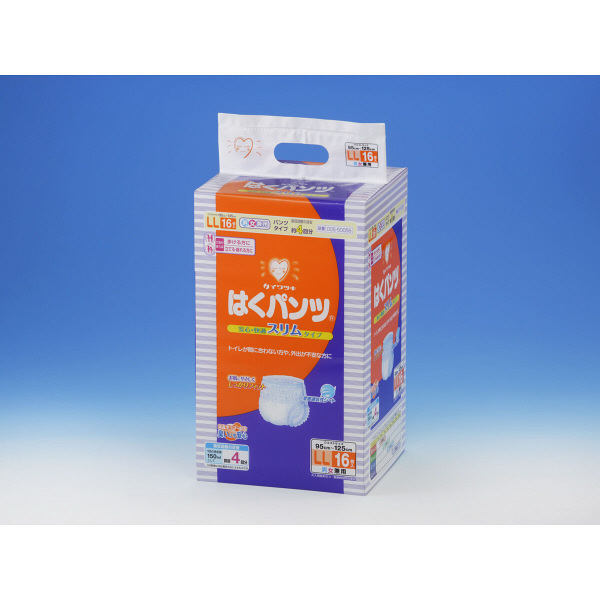 イワツキ　はくパンツ　薄型 LL 16枚入り パンツタイプ　5袋 イワツキ はくパンツスリム 店頭用 LL 005-50324 1パック（16