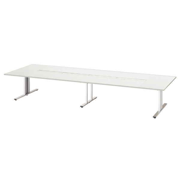 【組立設置込】サンテック クリエイティブワークテーブル 幅4200mm×奥行1330×高さ700mm ホワイト 1台（7梱包）