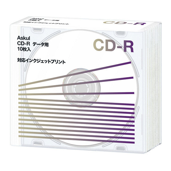 アスクルオリジナル データ用CD-R 印刷対応 10枚プラスチックケース CDR.PW10P.AS オリジナル - アスクル