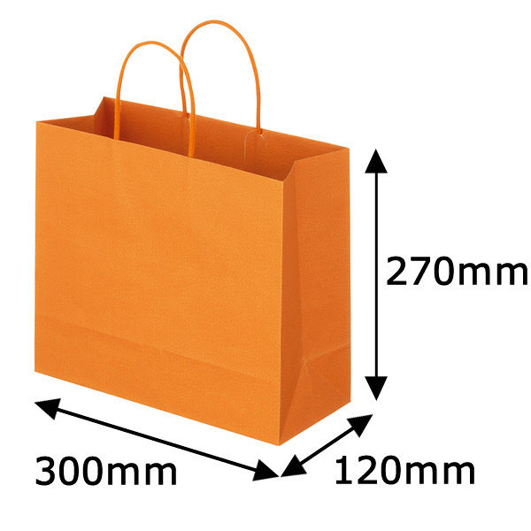 レザートーン手提袋　丸紐　マンダリン　L　1箱（300枚：10枚入×30袋）　スーパーバッグ  オリジナル