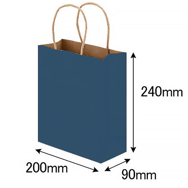 手提げ紙袋 丸紐 ベーシックカラー 青 SS 1袋（50枚入） スーパー 