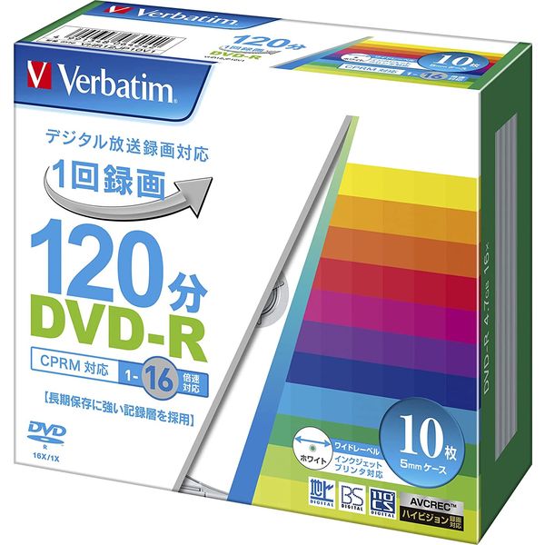 録画用DVD-R プラケース入 バーベイタム VHR12JP10V1 1パック（10枚入