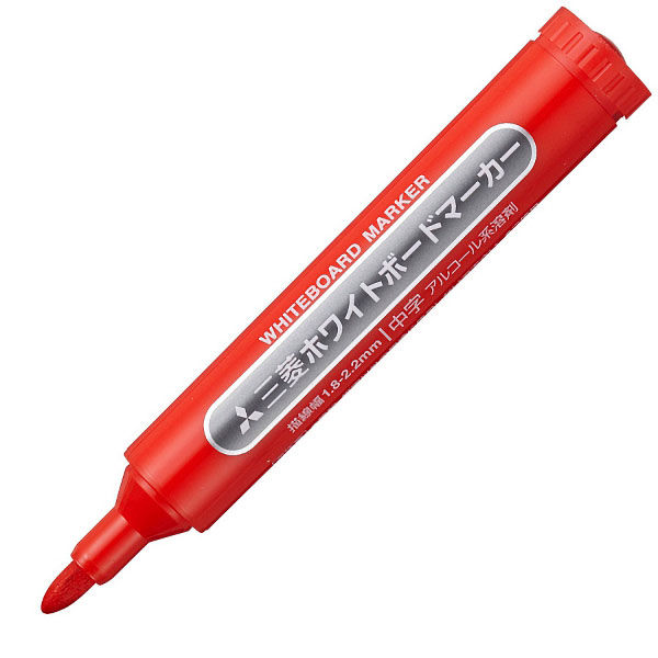 三菱鉛筆(uni) ホワイトボードマーカー 中字丸芯 赤 PWB4M 10本 - アスクル