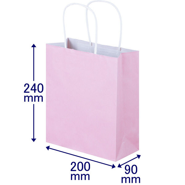 手提げ紙袋　丸紐　パステルカラー　ピンク　SS　1箱（300枚：50枚入×6袋）　スーパーバッグ  オリジナル