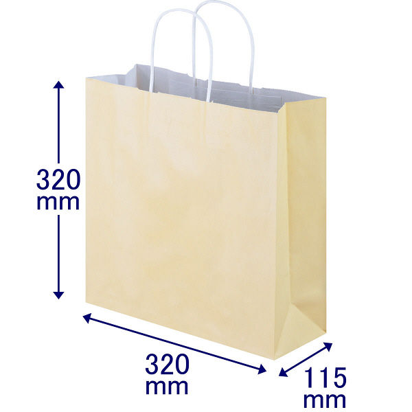 手提げ紙袋　丸紐　パステルカラー　イエロー　M　1箱（300枚：50枚入×6袋）　スーパーバッグ オリジナル