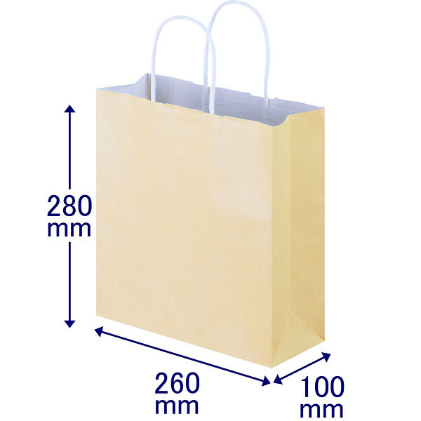 手提げ紙袋　丸紐　パステルカラー　イエロー　S　1箱（300枚：50枚入×6袋）　スーパーバッグ オリジナル