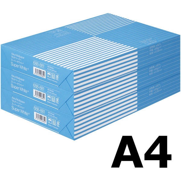 コピー用紙 マルチペーパー スーパーホワイト+ A4 1セット（1500枚