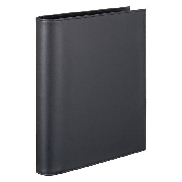 アスクル合皮製30穴リングファイル（ブラック） 1セット（3冊：1冊×3