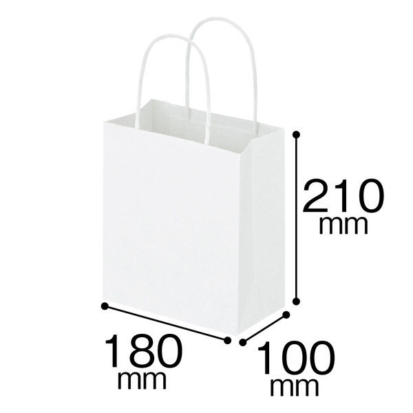 丸紐 クラフト紙手提袋ベーシック 180×210×100 白 1袋（50枚入