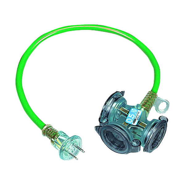 畑屋製作所 ハタヤ 防雨型2Pショートタップ 0.5m グリーン FX-005-G 1本 370-3207（直送品）