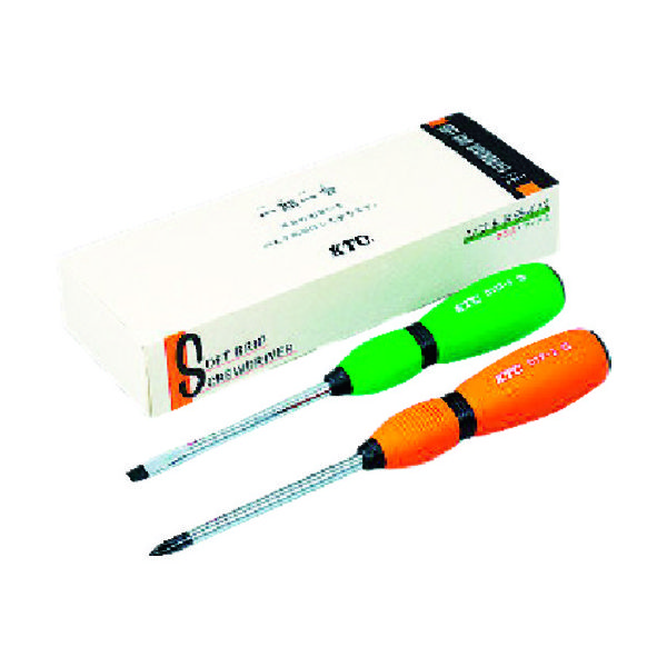 京都機械工具 KTC グリップドライバー ギフト用ドライバセット(2本組) 刃先NO.2、マイナス6 TD702 1セット 373-8531（直送品）