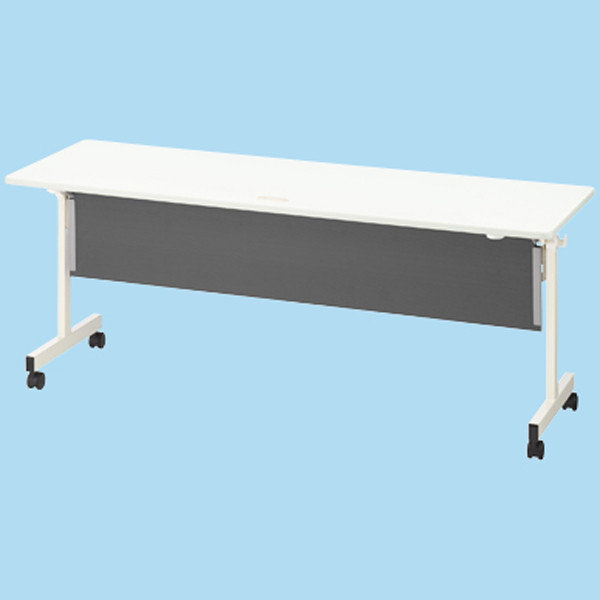 サンテック SFフォールディングテーブル 3人用 ホワイト 幕板付き 幅1800×奥行600×高さ700mm 1台（取寄品）