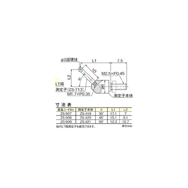 テクロック　特殊測定子　ZS-907　1個　（直送品）