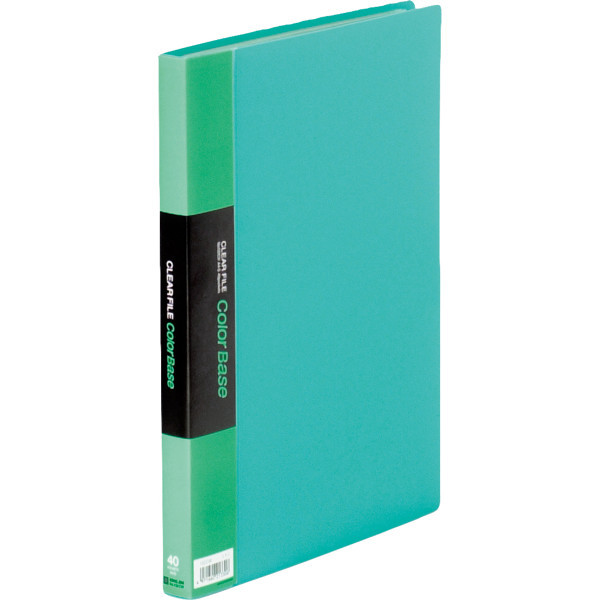 キングジム　クリアーファイルカラーベース（タテ入れ）　A4タテ　40ポケット　緑　1箱（10冊入）