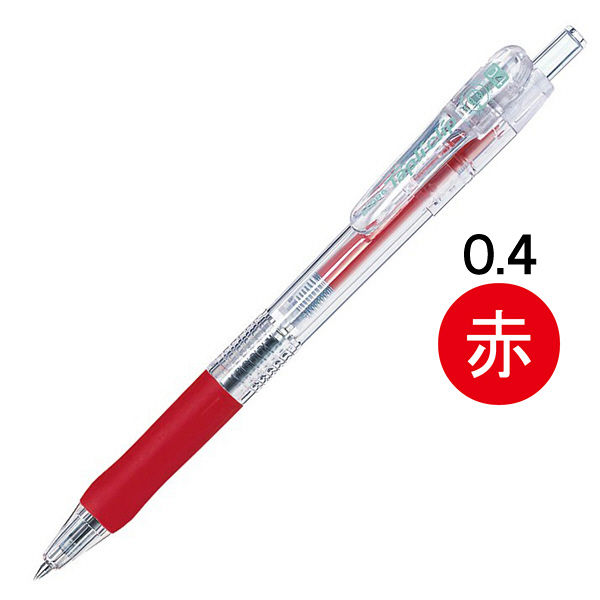 ゼブラ タプリクリップボールペン 0.4mm 赤 BNH5-R 1本 - アスクル