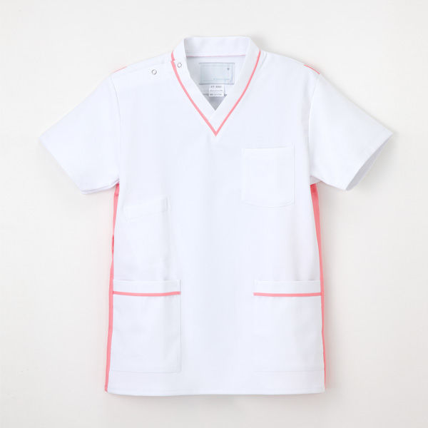 ナガイレーベン 男女兼用上衣（スクラブ） 医療白衣 半袖 Tピンク S FT-4492（取寄品）