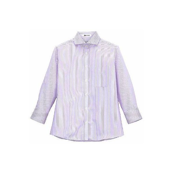 ストライプホゾンシャツ（レディース）　紫　FB4007LA-19-11