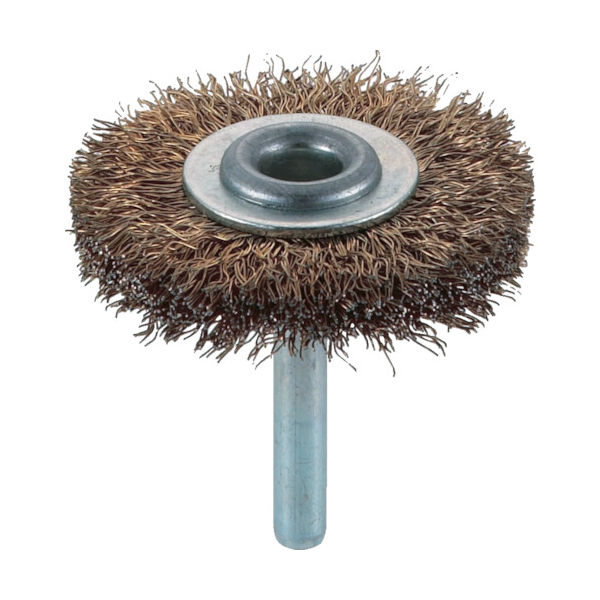 軸付ホイールブラシ 真鍮メッキ鋼線