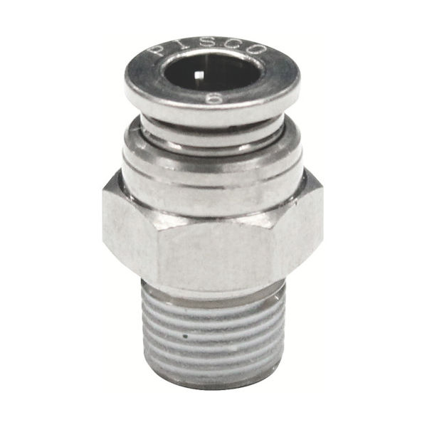 日本ピスコ PISCO チューブフィッティング ブラスストレート チューブ6 ネジR1/8 ゴムHNBR カバー無 KC6-01-1 1個（直送品）