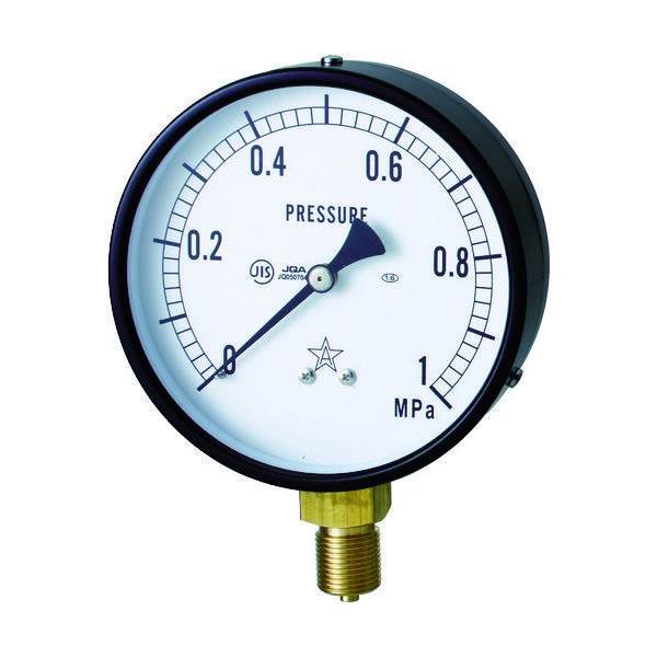右下精器製造 右下 一般圧力計(A枠立型・φ100) 圧力レンジ0~0.10MPa G411-211-M-0.1MP 1個 325-9943（直送品）