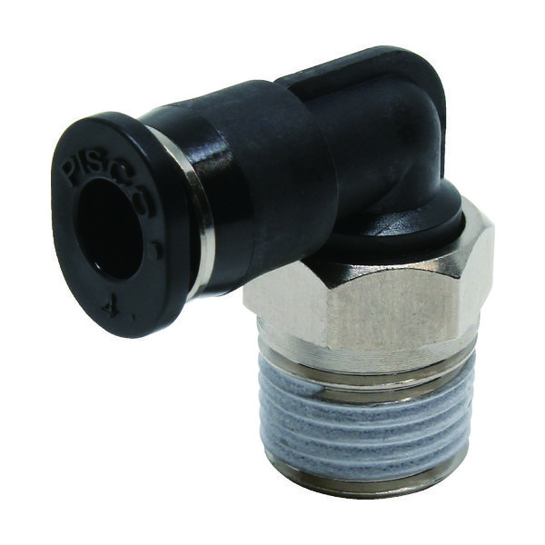 日本ピスコ ピスコ チューブフィッティング ミニエルボチューブ4ネジR1/8色M PL4-01M 1個 290-7216（直送品）