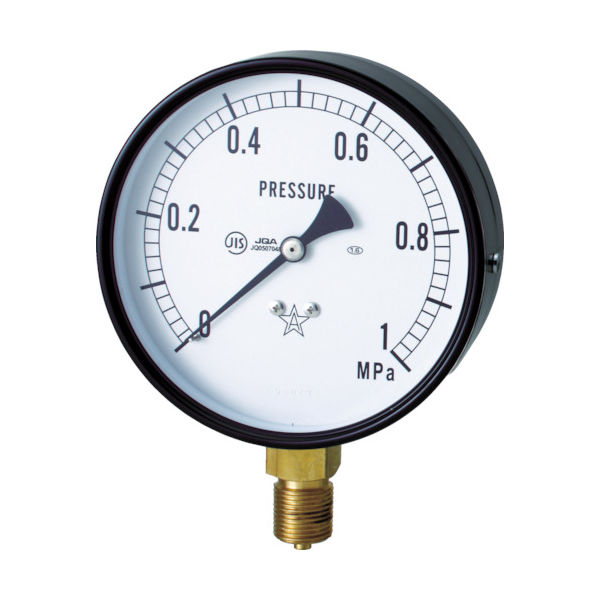 右下精器製造 右下 スター (圧力計)(A枠立型・φ100) 圧力レンジ0.0~0.16MPa S-41-0.16MP 1個（直送品）