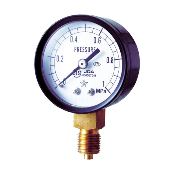 右下精器製造 右下 スター (圧力計)(A枠立型・φ50) 圧力レンジ0.0~0.10MPa S-11-0.1MP 1個 308-4205（直送品）