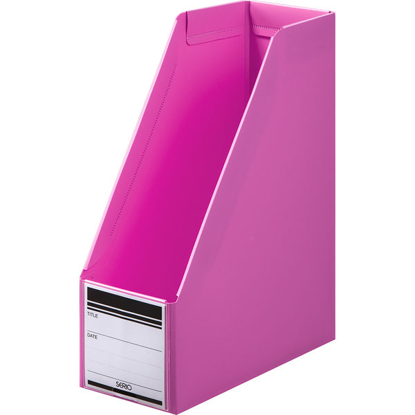 ボックスファイル組み立て式　A4タテ　3冊　PP製　ピンク　セリオ