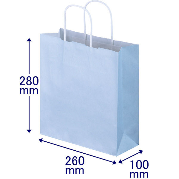 手提げ紙袋　丸紐　パステルカラー　水色　S　1袋（50枚入）　スーパーバッグ  オリジナル