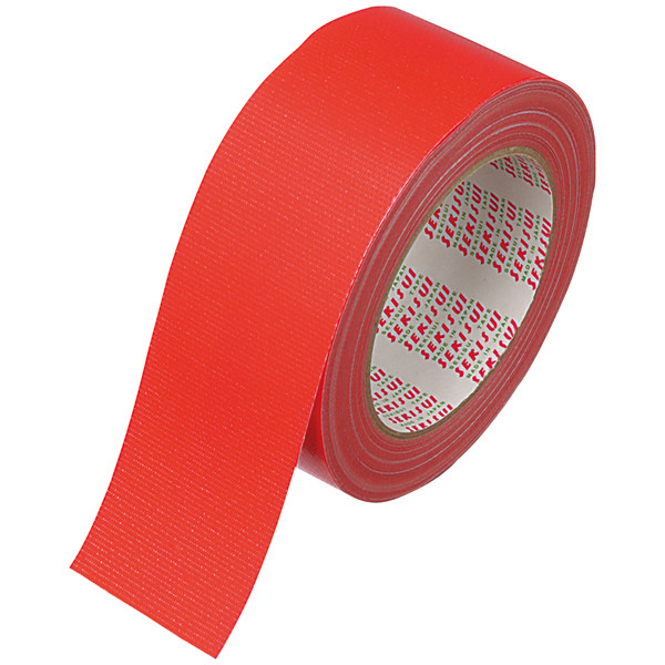 【ガムテープ】 カラー布テープ No.600V 0.22mm厚 幅50mm×長さ25m 赤 積水化学工業 1巻