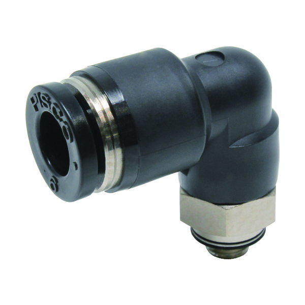 日本ピスコ ピスコ チューブフィッティング エルボ 適合外径6mm 接続口径M5×0.8 PL6-M5 1個 290-8930（直送品）