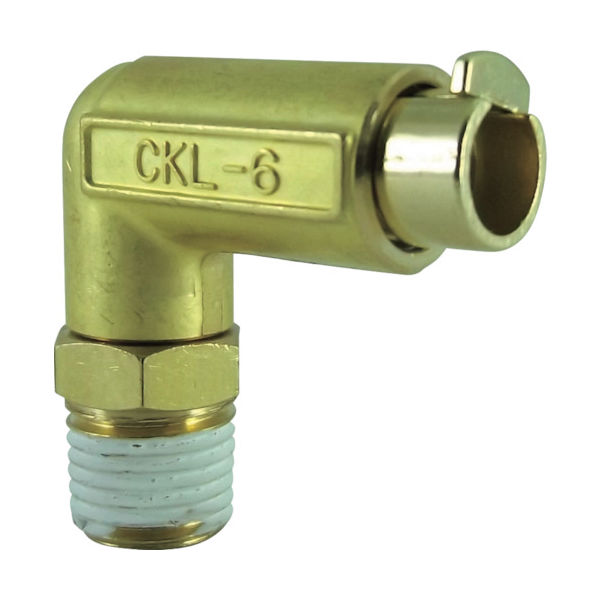 千代田通商 チヨダ タッチコネクターエルボコネクターHタイプ(金属) 接続口径R1/4 CKL-6-02H 1個 327-0271（直送品）
