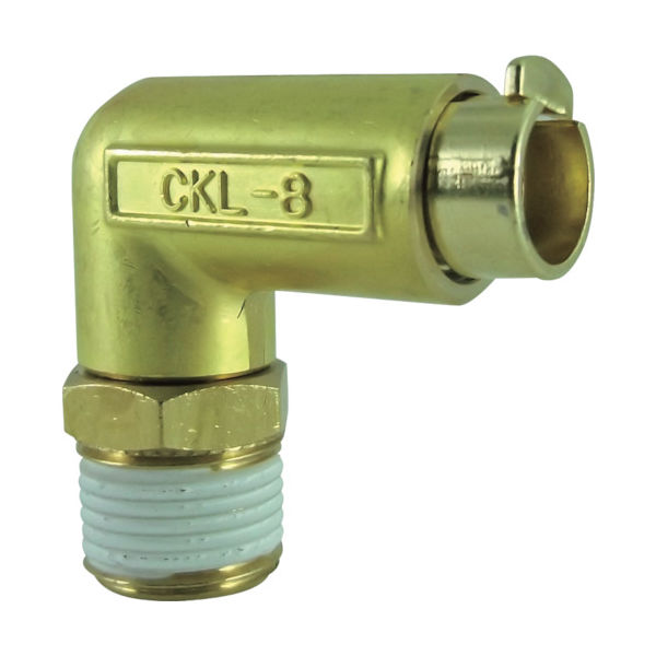 千代田通商 チヨダ タッチコネクターエルボコネクターHタイプ(金属) 接続口径R3/8 CKL-8-03H 1個 327-0319（直送品）