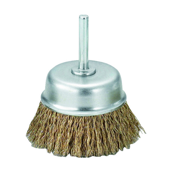 軸付カップブラシ 真鍮メッキ鋼線