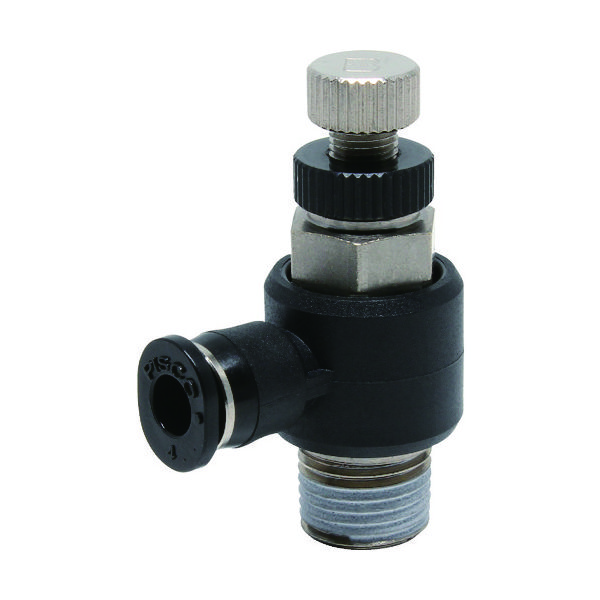 日本ピスコ ピスコ スピードコントローラ エルボ メーターイン制御チューブ4ネジR1/8 JSC4-01B 1個 290-8077（直送品）