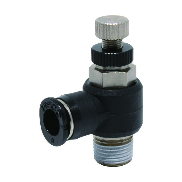 日本ピスコ PISCO スピードコントローラ エルボ メーターイン制御チューブ6ネジR1/8 JSC6-01B 1個 290-8093（直送品）