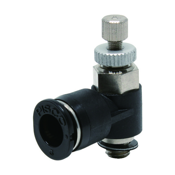 日本ピスコ ピスコ スピードコントローラ エルボ メーターアウト制御チューブ6ネジM5X08 JSC6-M5A 1個 290-8255（直送品）