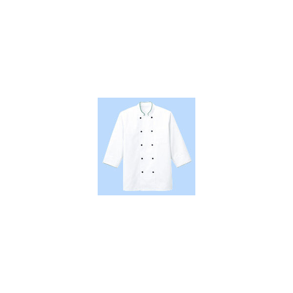 ボンマックス　コックシャツ（ユニセックス)　FB4513U　ホワイト×グリーン　SS　（直送品）