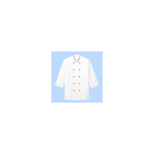 ボンマックス　コックシャツ（ユニセックス)　FB4513U　ホワイト×ネイビー　M　（直送品）