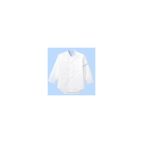 ボンマックス　コックシャツ（ユニセックス)　FB4515U　ホワイト×ブルー　L　（直送品）