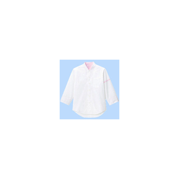 ボンマックス　コックシャツ（ユニセックス)　FB4515U　ホワイト×ピンク　S　（直送品）