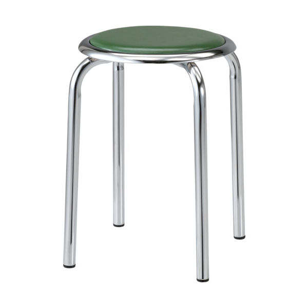 トラスコ中山 TRUSCO 丸イス メッキ仕上げ脚 Φ320XH445 グリーン TM-24M-GN 1脚 352-6852（直送品）