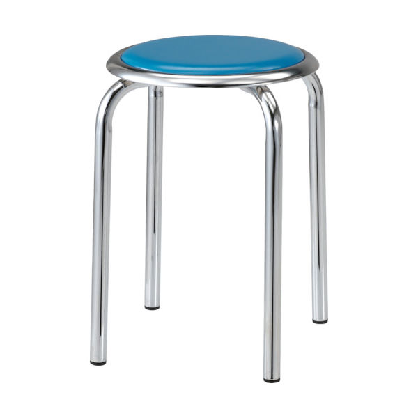 トラスコ中山 TRUSCO 丸イス メッキ仕上げ脚 Φ320XH445 ブルー TM-24M-B 1脚 352-6861（直送品）