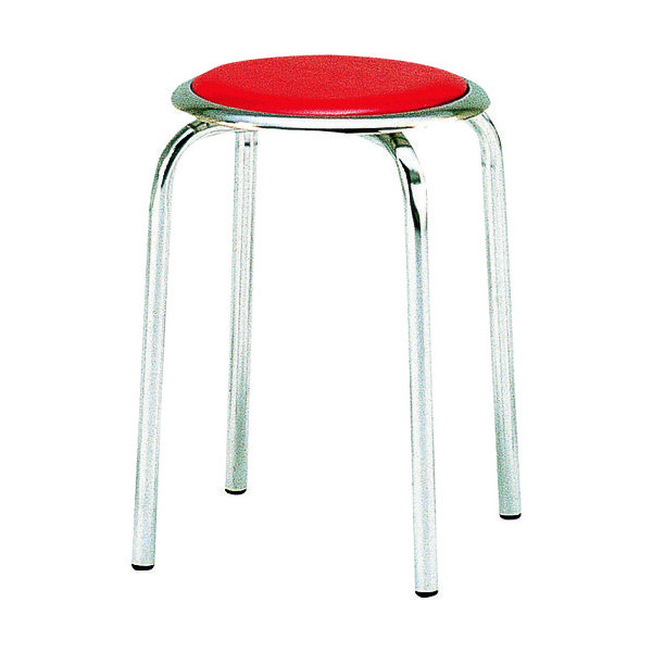 トラスコ中山 TRUSCO 丸イス メッキ仕上げ脚 Φ320XH445 レッド TM-24M-R 1脚 352-6909（直送品）