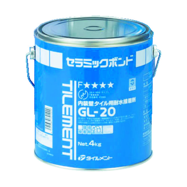 タイルメント TILEMENT タイル用接着剤 GLー20 4kg 30100040 1缶 366-8126（直送品）
