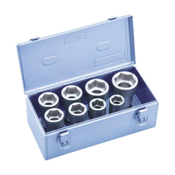 TONE インパクト用ロングソケットセット(メタルトレーケース仕様) 8pcs NV608L 1セット 387-6799（直送品）