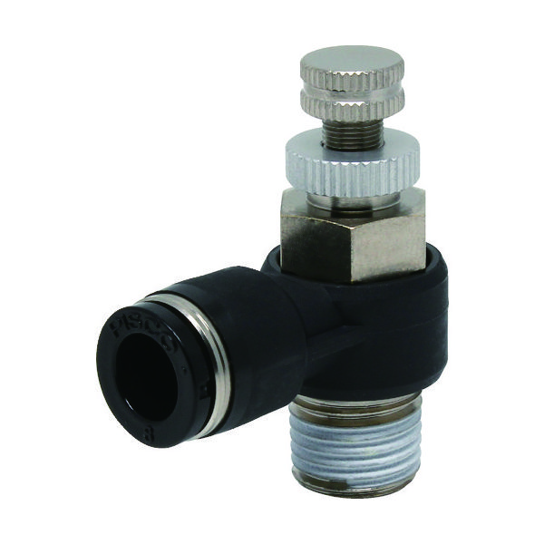 日本ピスコ ピスコ スロットルバルブ エルボ チューブ8MMネジR1/4 JNC8-02 1個 378-1089（直送品）