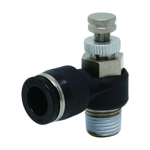 日本ピスコ ピスコ スロットルバルブ エルボ チューブ10MMネジR1/4 JNC10-02 1個 378-1011（直送品）